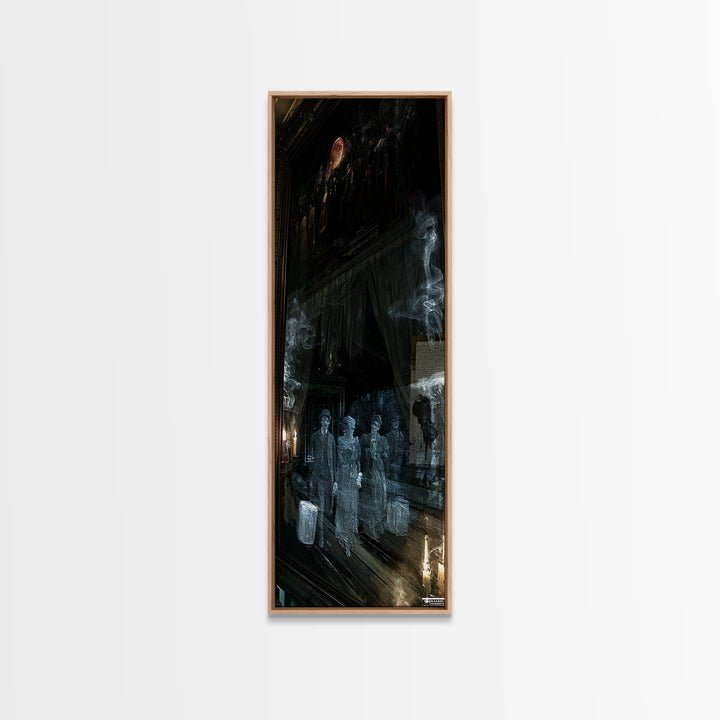 The Ghost Train Arrival, Victorian Gothic Art, Tall Narrow Wall Art, Framed Canvas Print, Gothic Wall Decor, Halloween Portrait Art