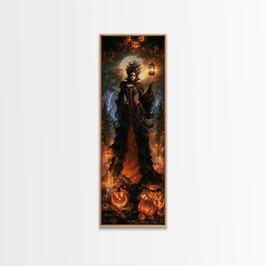 The First Frost Awakening, Victorian Gothic Art, Tall Narrow Wall Art, Framed Canvas Print, Gothic Wall Decor, Halloween Portrait Art
