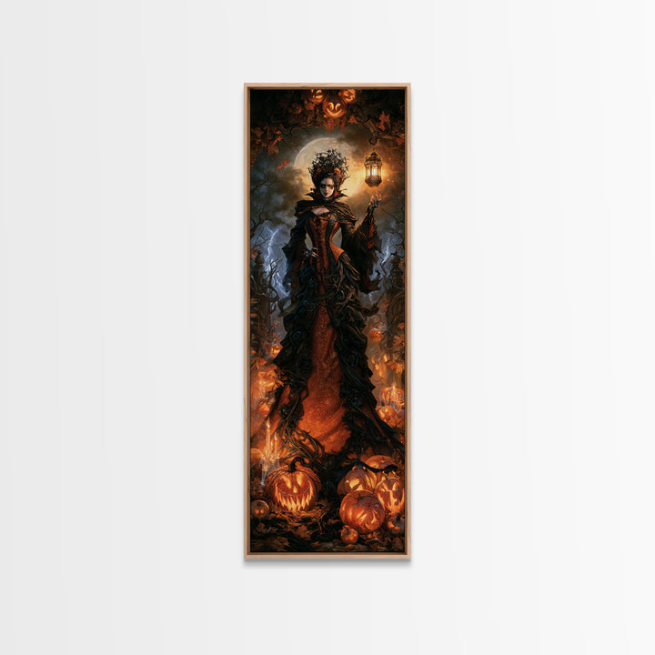 The First Frost Awakening, Victorian Gothic Art, Tall Narrow Wall Art, Framed Canvas Print, Gothic Wall Decor, Halloween Portrait Art
