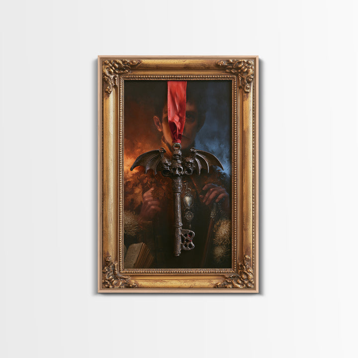 The Coffin Key, Macabre Victorian Decor, Vertical Wall Art, Canvas Print, Gothic Wall Decor, Halloween Portrait Art, Halloween Decor