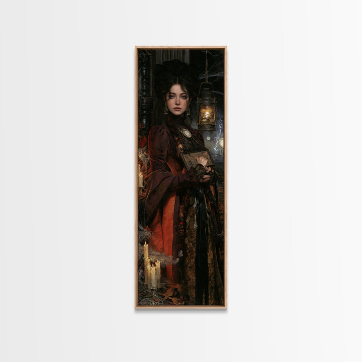 The Antique Spirit Board, Victorian Gothic Art, Tall Narrow Wall Art, Canvas Print, Gothic Wall Decor, Halloween Portrait Art