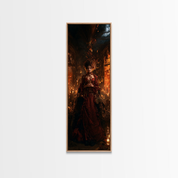 The Witch'S Broom, Victorian Gothic Art, Tall Narrow Wall Art, Canvas Print, Gothic Wall Decor, Halloween Portrait Art, Halloween Wall Art