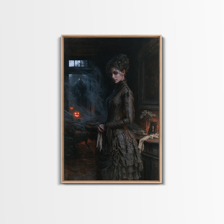 The Haunted Portrait, Antique Gothic Portrait, Vertical Wall Art, Canvas Print, Gothic Wall Decor, Halloween Portrait Art