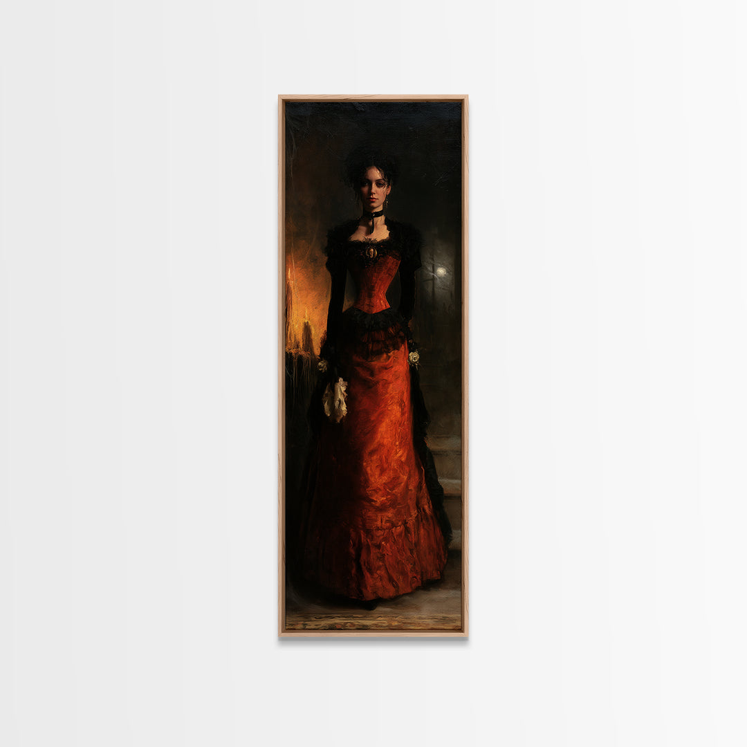 The Haunted Portrait, Victorian Gothic Art, Tall Narrow Wall Art, Canvas Print, Gothic Wall Decor, Halloween Portrait Art