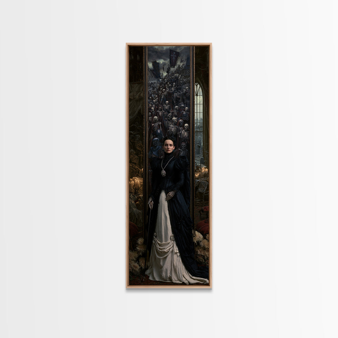 Medieval Danse Macabre, Macabre Victorian Decor, Tall Narrow Wall Art, Canvas Print, Gothic Wall Decor, Halloween Portrait Art