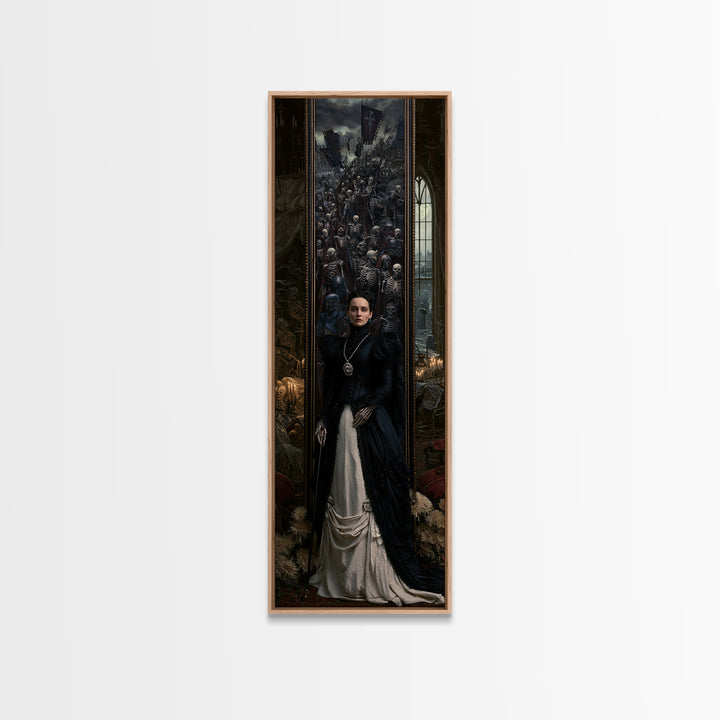 Medieval Danse Macabre, Macabre Victorian Decor, Tall Narrow Wall Art, Canvas Print, Gothic Wall Decor, Halloween Portrait Art