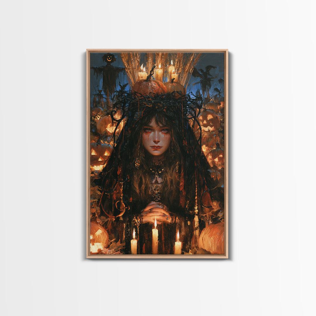 Occult Harvest Festival, Dark Academia Wall Art, Vertical Wall Art, Canvas Print, Gothic Wall Decor, Halloween Portrait Art, Horror Wall Art