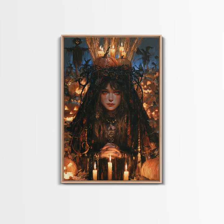 Occult Harvest Festival, Dark Academia Wall Art, Vertical Wall Art, Canvas Print, Gothic Wall Decor, Halloween Portrait Art, Horror Wall Art