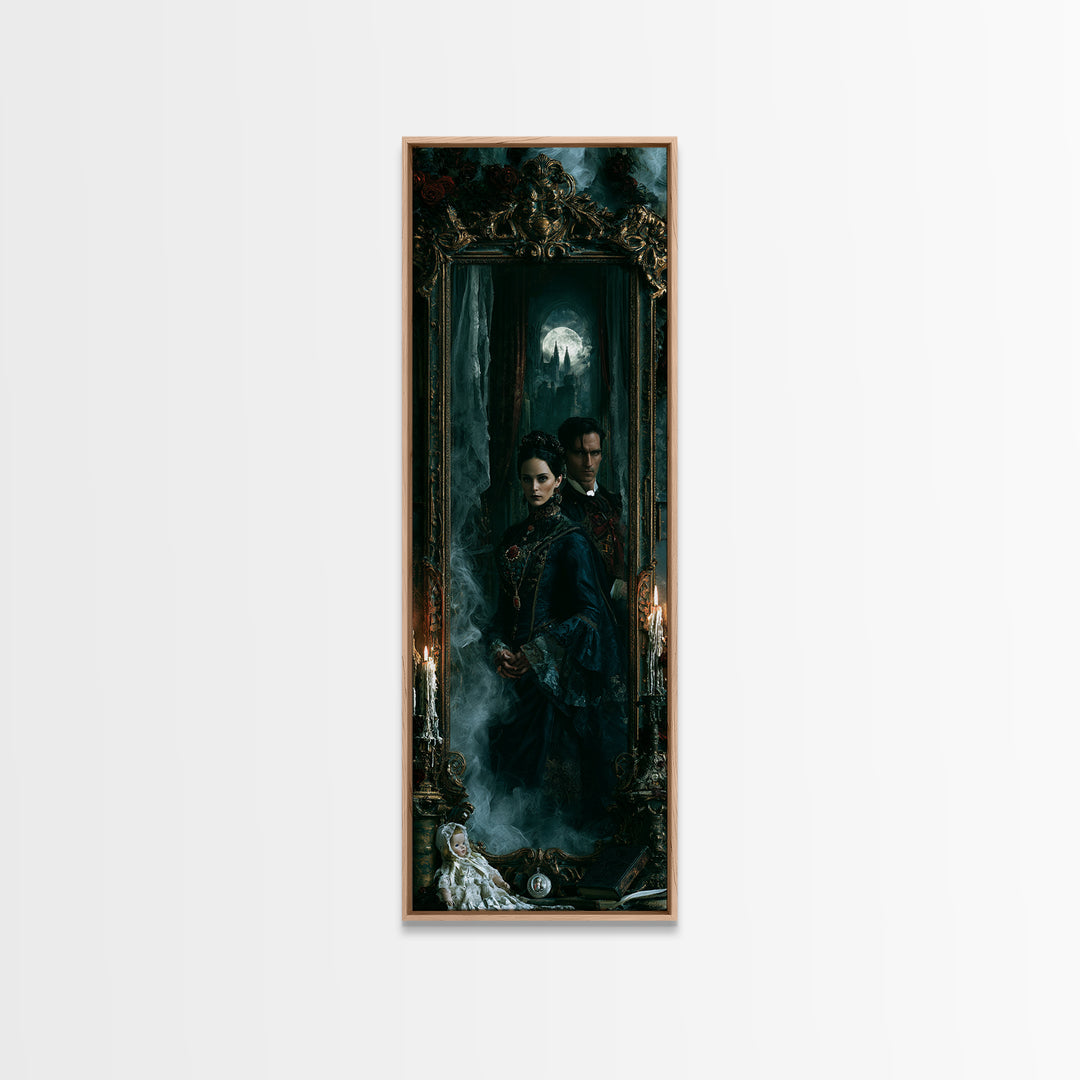 Gothic Romance, Victorian Gothic Art, Tall Narrow Wall Art, Canvas Print, Gothic Wall Decor, Halloween Portrait Art, Gothic Home Decor