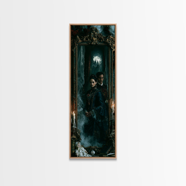 Gothic Romance, Victorian Gothic Art, Tall Narrow Wall Art, Canvas Print, Gothic Wall Decor, Halloween Portrait Art, Gothic Home Decor