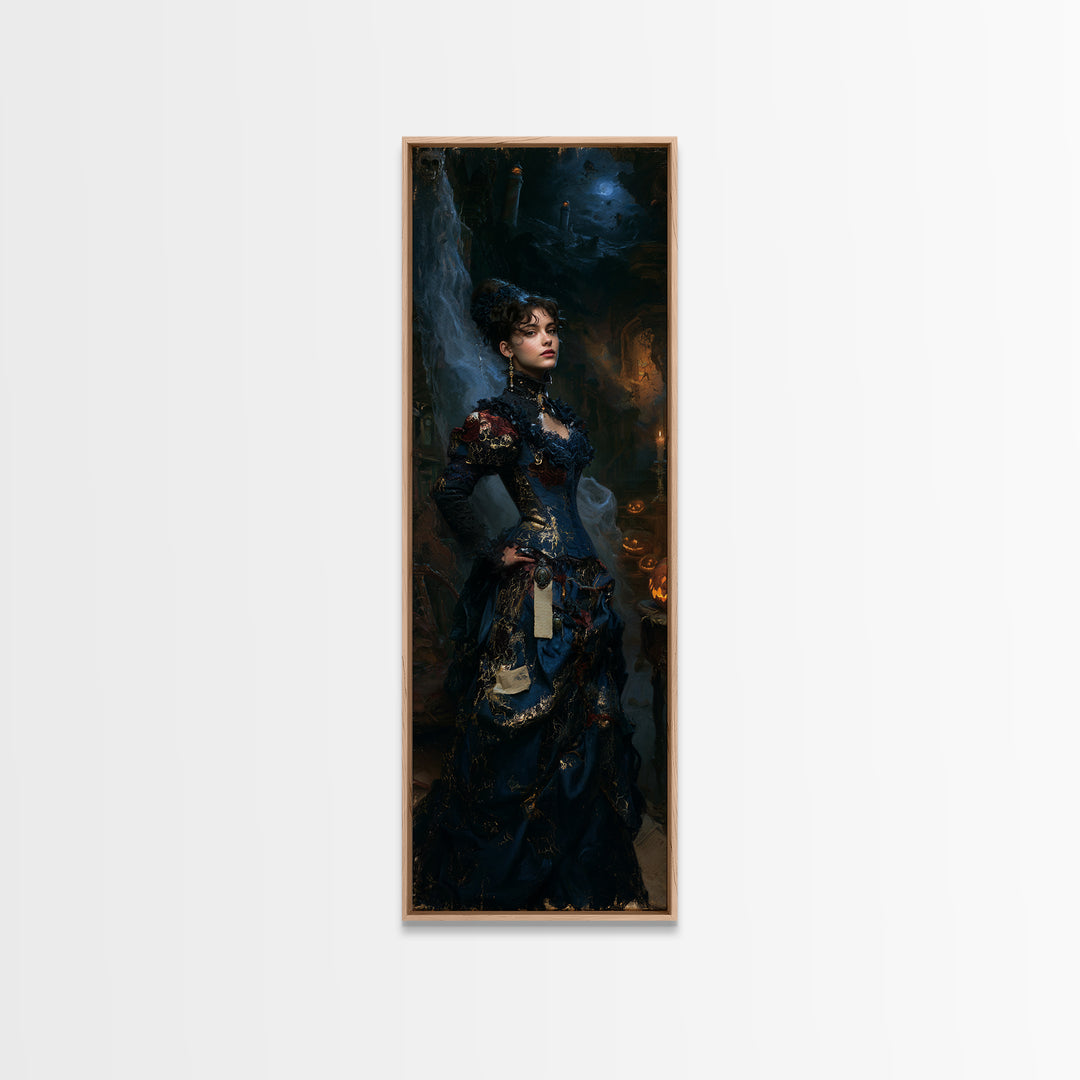 Haunted Seaside Halloween, Macabre Victorian Decor, Tall Narrow Wall Art, Framed Canvas Print, Gothic Wall Decor, Halloween Portrait Art