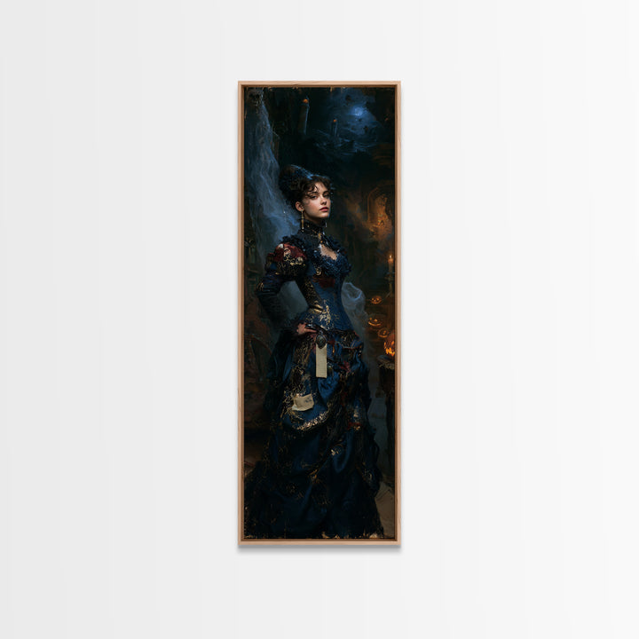 Haunted Seaside Halloween, Macabre Victorian Decor, Tall Narrow Wall Art, Framed Canvas Print, Gothic Wall Decor, Halloween Portrait Art