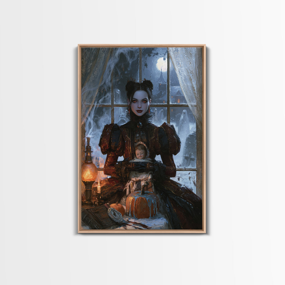 Frozen Halloween, Antique Gothic Portrait, Vertical Wall Art, Canvas Print, Gothic Wall Decor, Halloween Portrait Art, Dark Fantasy Art