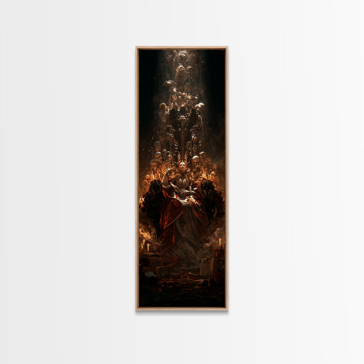 The Necromancer Queen, Macabre Victorian Decor, Tall Narrow Wall Art, Framed Canvas Print, Gothic Wall Decor, Halloween Portrait Art