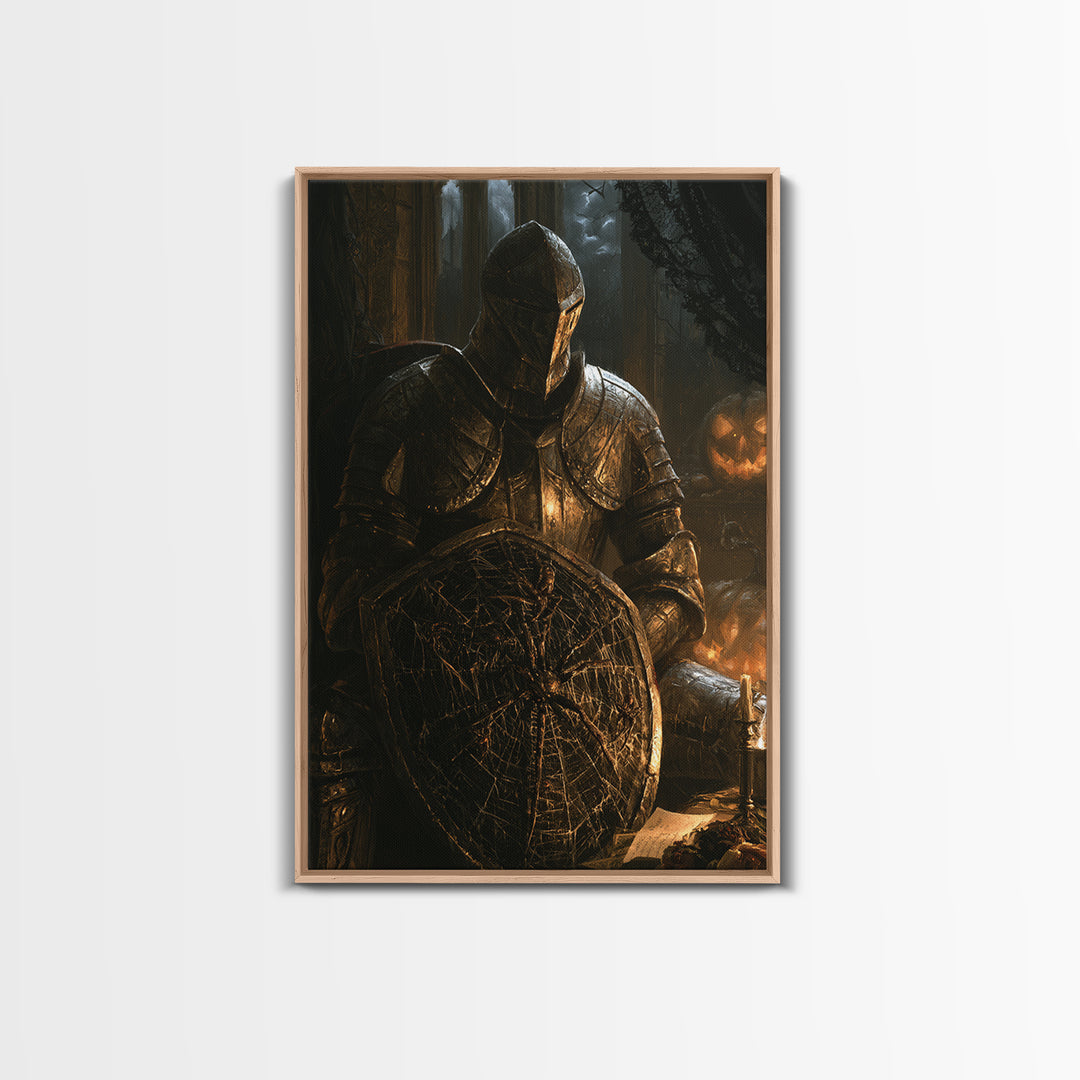 The Spider Knight, Victorian Gothic Art, Vertical Wall Art, Framed Canvas Print, Gothic Wall Decor, Halloween Portrait Art