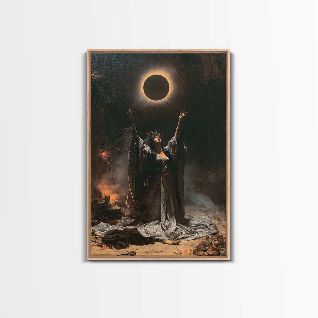 The Moon Priestess, Macabre Victorian Decor, Vertical Wall Art, Canvas Print, Gothic Wall Decor, Halloween Portrait Art, Macabre Wall Art