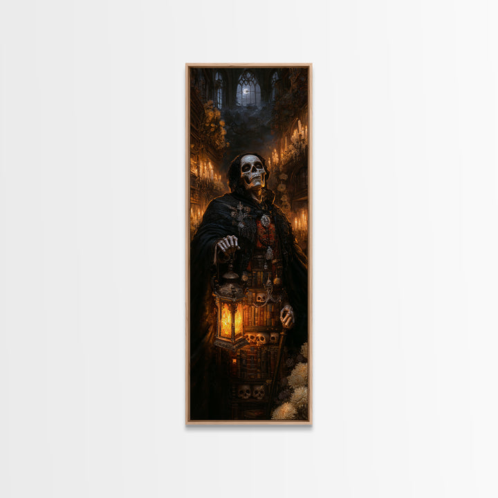 The Crypt Librarian, Victorian Horror Portrait, Tall Narrow Wall Art, Canvas Print, Gothic Wall Decor, Halloween Portrait Art