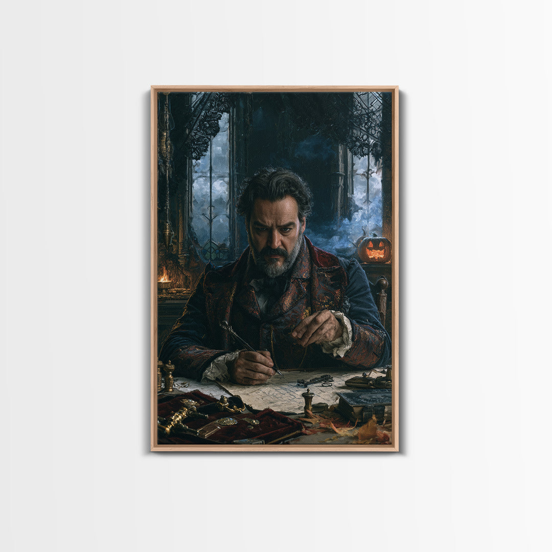 The Royal Coffin Maker, Victorian Horror Portrait, Vertical Wall Art, Framed Canvas Print, Gothic Wall Decor, Halloween Portrait Art
