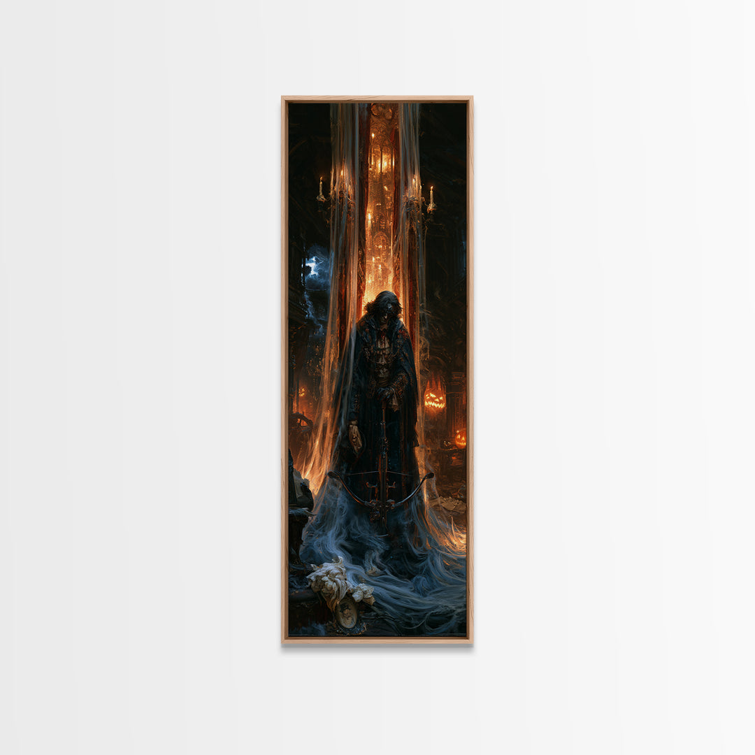 The Ghost Of The Witch Hunter, Victorian Horror Portrait, Tall Narrow Wall Art, Canvas Print, Gothic Wall Decor, Halloween Portrait Art