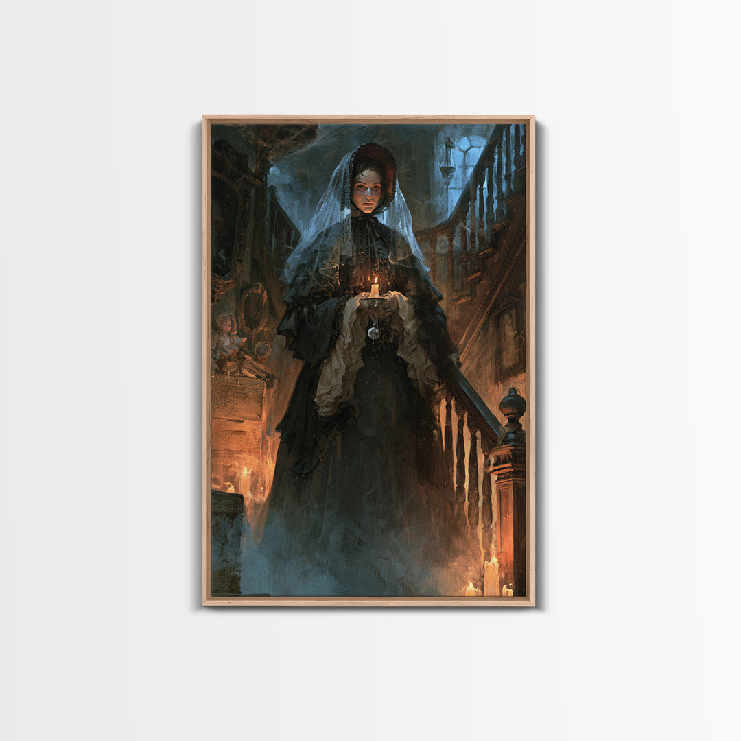 The Cemetery Beekeeper, Dark Academia Wall Art, Vertical Wall Art, Framed Canvas Print, Gothic Wall Decor, Halloween Portrait Art
