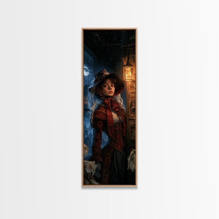 The Cemetery Beekeeper, Macabre Victorian Decor, Tall Narrow Wall Art, Canvas Print, Gothic Wall Decor, Halloween Portrait Art