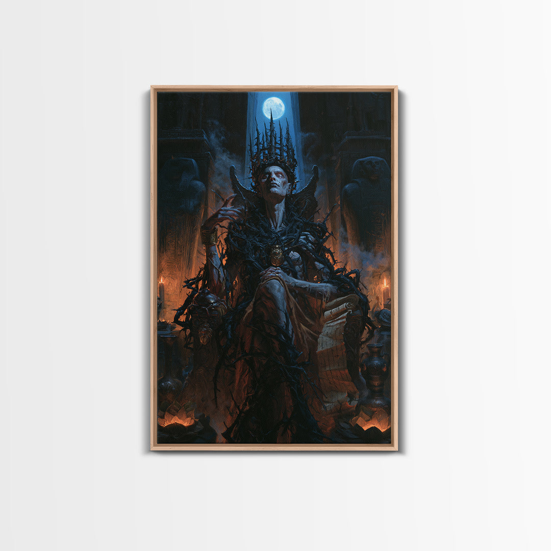 The Thorn-Crowned King, Macabre Victorian Decor, Vertical Wall Art, Framed Canvas Print, Gothic Wall Decor, Halloween Portrait Art