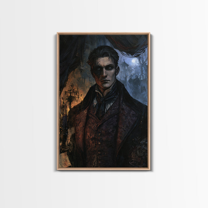 The Ash-Covered Oracle, Antique Gothic Portrait, Vertical Wall Art, Framed Canvas Print, Gothic Wall Decor, Halloween Portrait Art