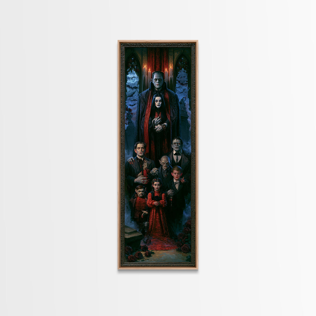 The Monster Family Portrait, Victorian Gothic Art, Tall Narrow Wall Art, Canvas Print, Gothic Wall Decor, Halloween Portrait Art