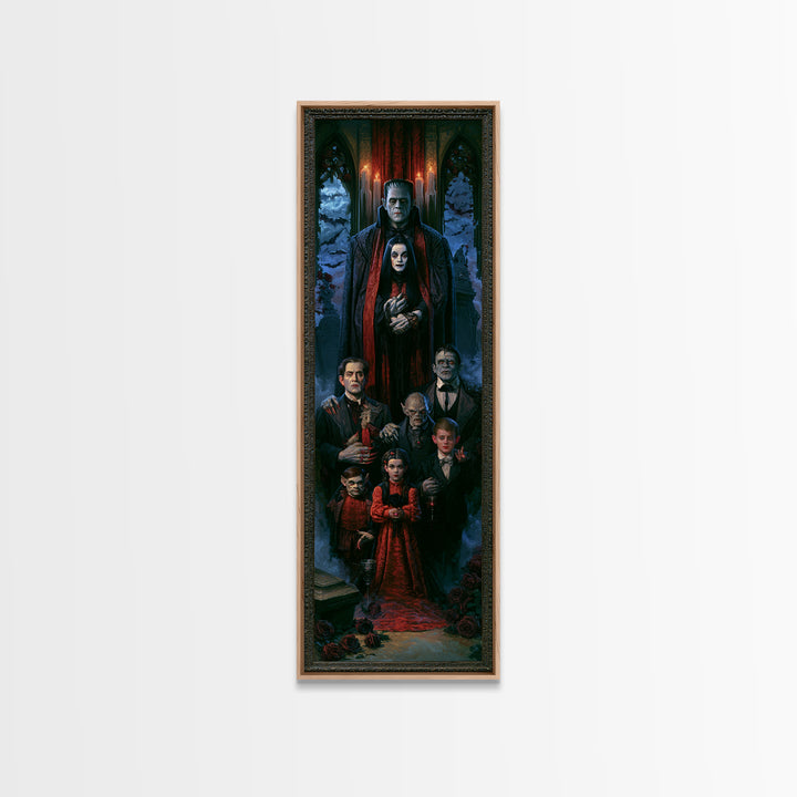 The Monster Family Portrait, Victorian Gothic Art, Tall Narrow Wall Art, Canvas Print, Gothic Wall Decor, Halloween Portrait Art