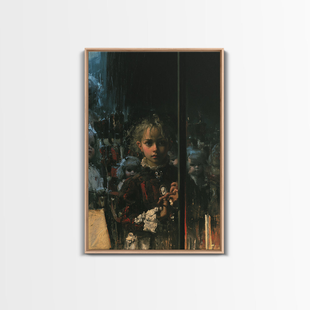 The Haunted Toy Parade, Dark Academia Wall Art, Vertical Wall Art, Canvas Print, Gothic Wall Decor, Halloween Portrait Art