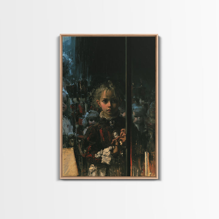 The Haunted Toy Parade, Dark Academia Wall Art, Vertical Wall Art, Canvas Print, Gothic Wall Decor, Halloween Portrait Art