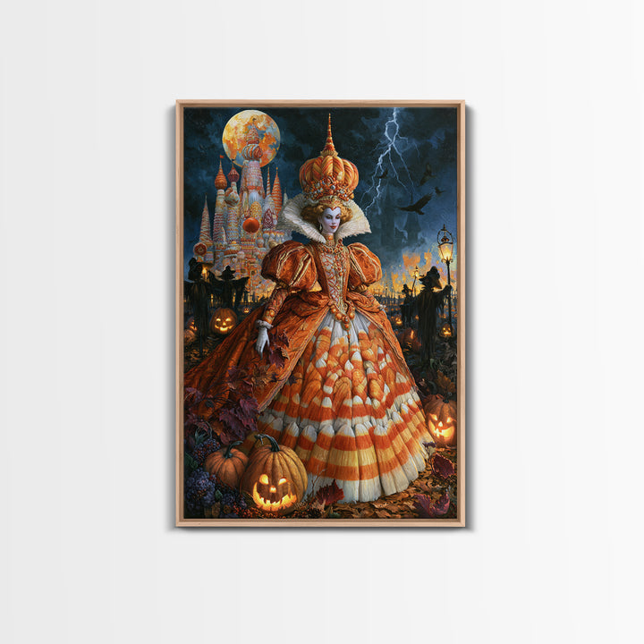 The Candy Corn Kingdom, Victorian Gothic Art, Vertical Wall Art, Canvas Print, Gothic Wall Decor, Halloween Portrait Art, Spooky Wall Decor
