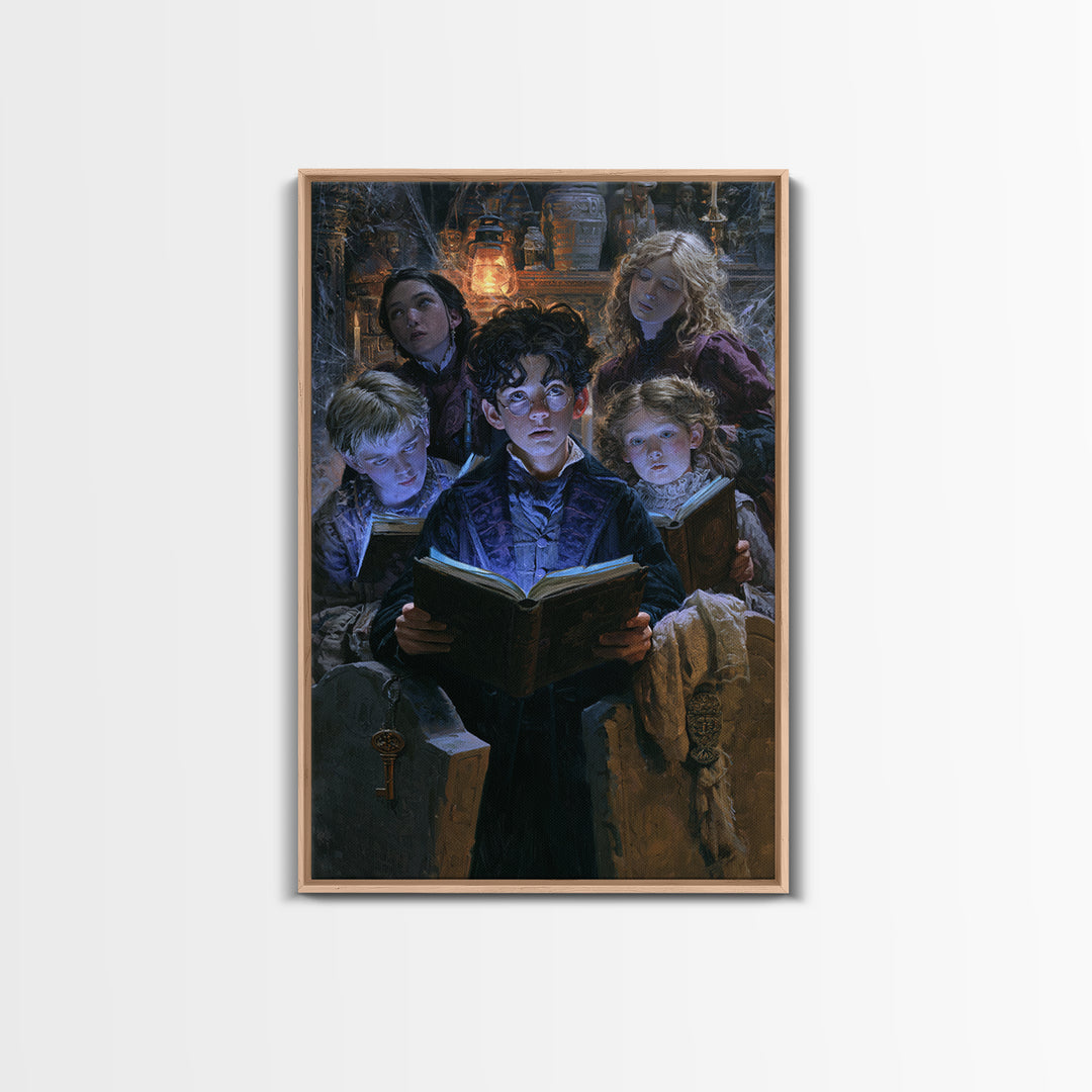 The Graveyard Book Club, Macabre Victorian Decor, Vertical Wall Art, Framed Canvas Print, Gothic Wall Decor, Halloween Portrait Art