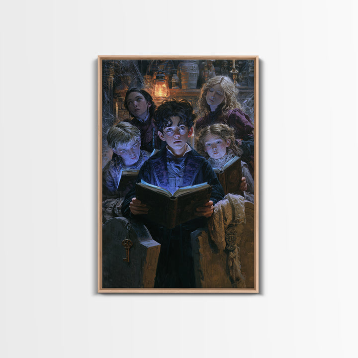 The Graveyard Book Club, Macabre Victorian Decor, Vertical Wall Art, Framed Canvas Print, Gothic Wall Decor, Halloween Portrait Art