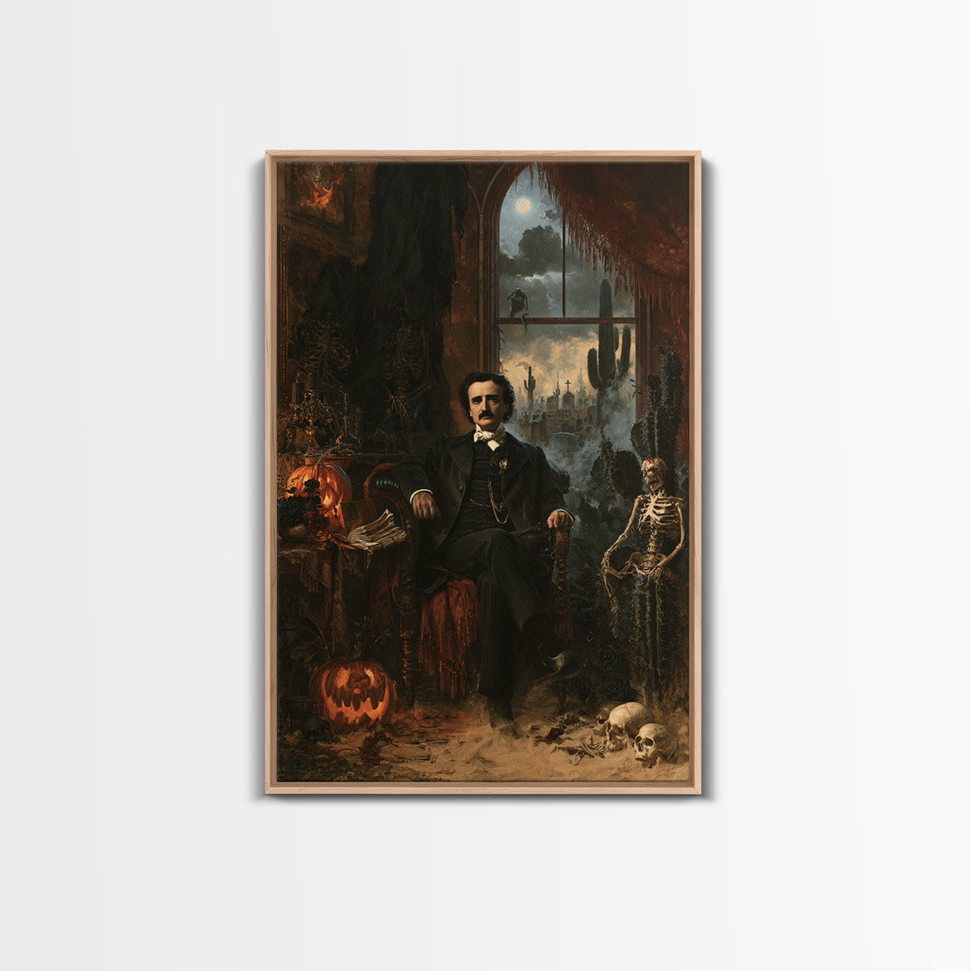 Desert Halloween, Antique Gothic Portrait, Vertical Wall Art, Framed Canvas Print, Gothic Wall Decor, Halloween Portrait Art