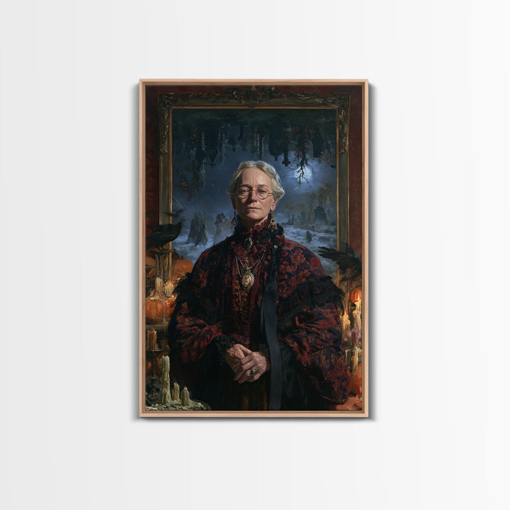 The Upside-Down Cemetery, Victorian Horror Portrait, Vertical Wall Art, Framed Canvas Print, Gothic Wall Decor, Halloween Portrait Art