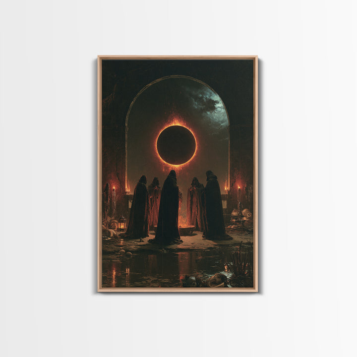The Eclipse Summoning, Victorian Horror Portrait, Vertical Wall Art, Canvas Print, Gothic Wall Decor, Halloween Portrait Art