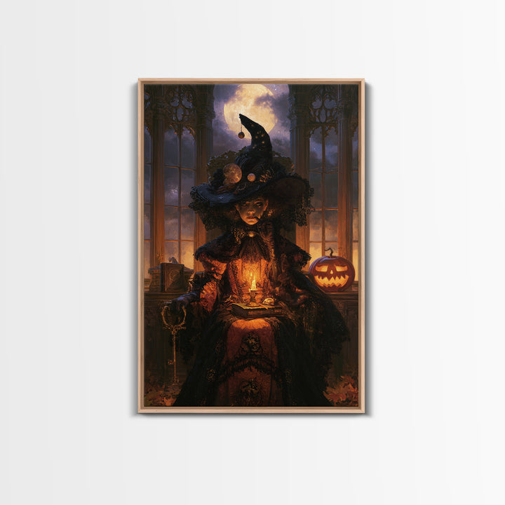 Halloween On Another Planet, Dark Academia Wall Art, Vertical Wall Art, Canvas Print, Gothic Wall Decor, Halloween Portrait Art