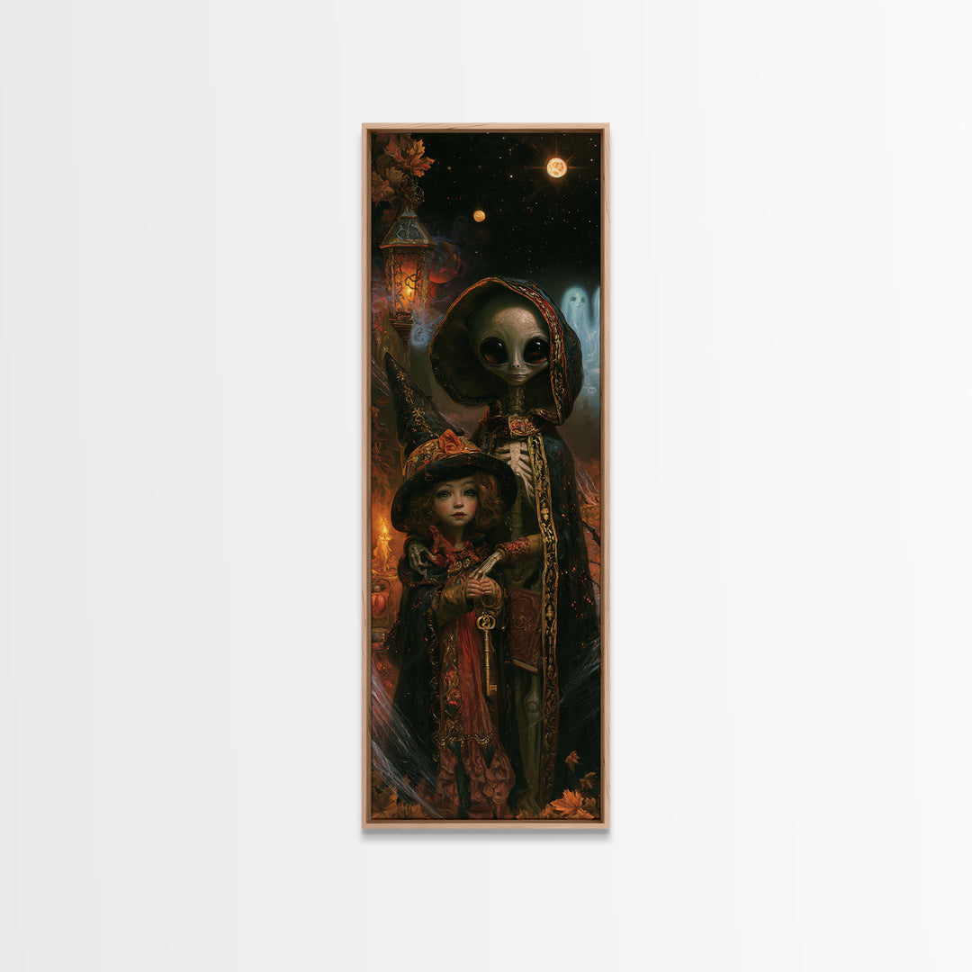 Halloween On Another Planet, Victorian Gothic Art, Tall Narrow Wall Art, Canvas Print, Gothic Wall Decor, Halloween Portrait Art