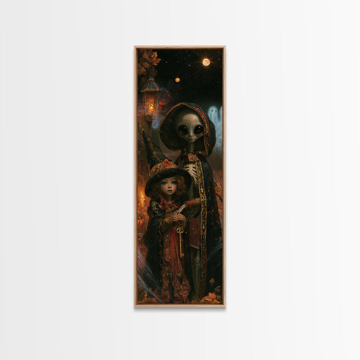 Halloween On Another Planet, Victorian Gothic Art, Tall Narrow Wall Art, Canvas Print, Gothic Wall Decor, Halloween Portrait Art