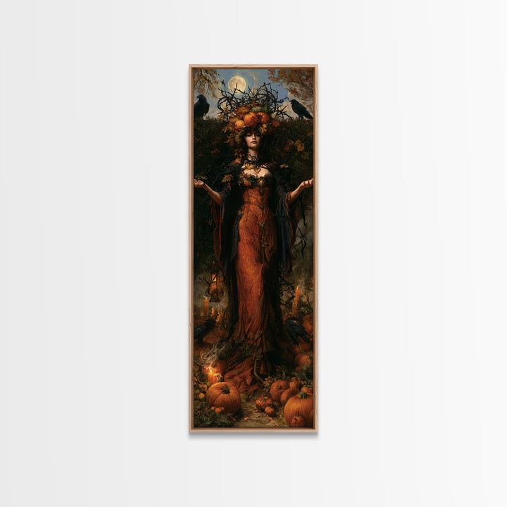 The Personification Of October, Antique Gothic Portrait, Tall Narrow Wall Art, Canvas Print, Gothic Wall Decor, Halloween Portrait Art