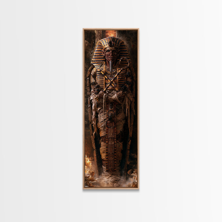 The Pharaoh Of Dustbound Silence, Antique Gothic Portrait, Tall Narrow Wall Art, Framed Canvas Print, Gothic Wall Decor, Gothic Home Decor