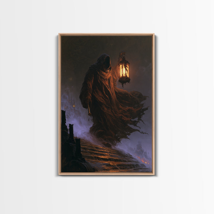 The Lantern-Bearer Of R’Lyeh, Victorian Horror Portrait, Vertical Wall Art, Canvas Print, Gothic Wall Decor, Halloween Portrait Art