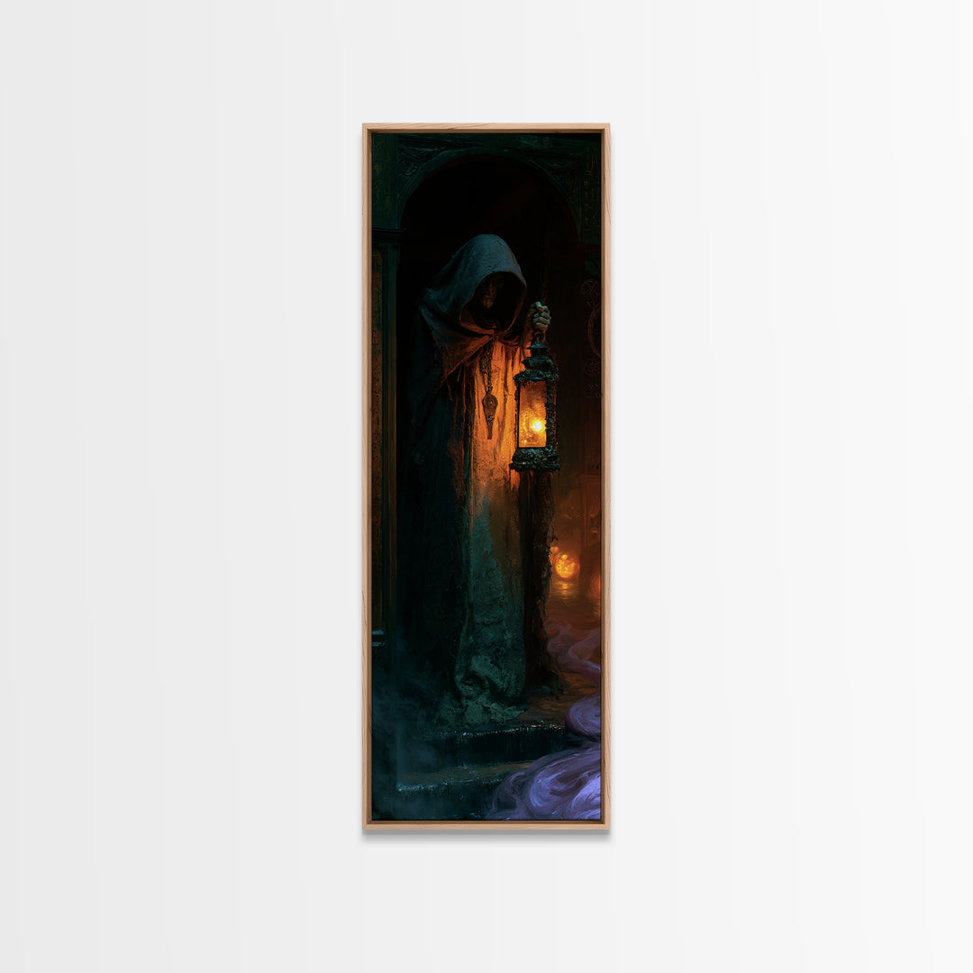 The Lantern-Bearer Of R’Lyeh, Macabre Victorian Decor, Tall Narrow Wall Art, Canvas Print, Gothic Wall Decor, Halloween Portrait Art