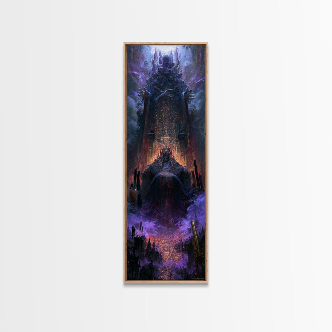 The Dreaming Priest Of The Outer Gate, Dark Academia Wall Art, Tall Narrow Wall Art, Framed Canvas Print, Gothic Wall Decor