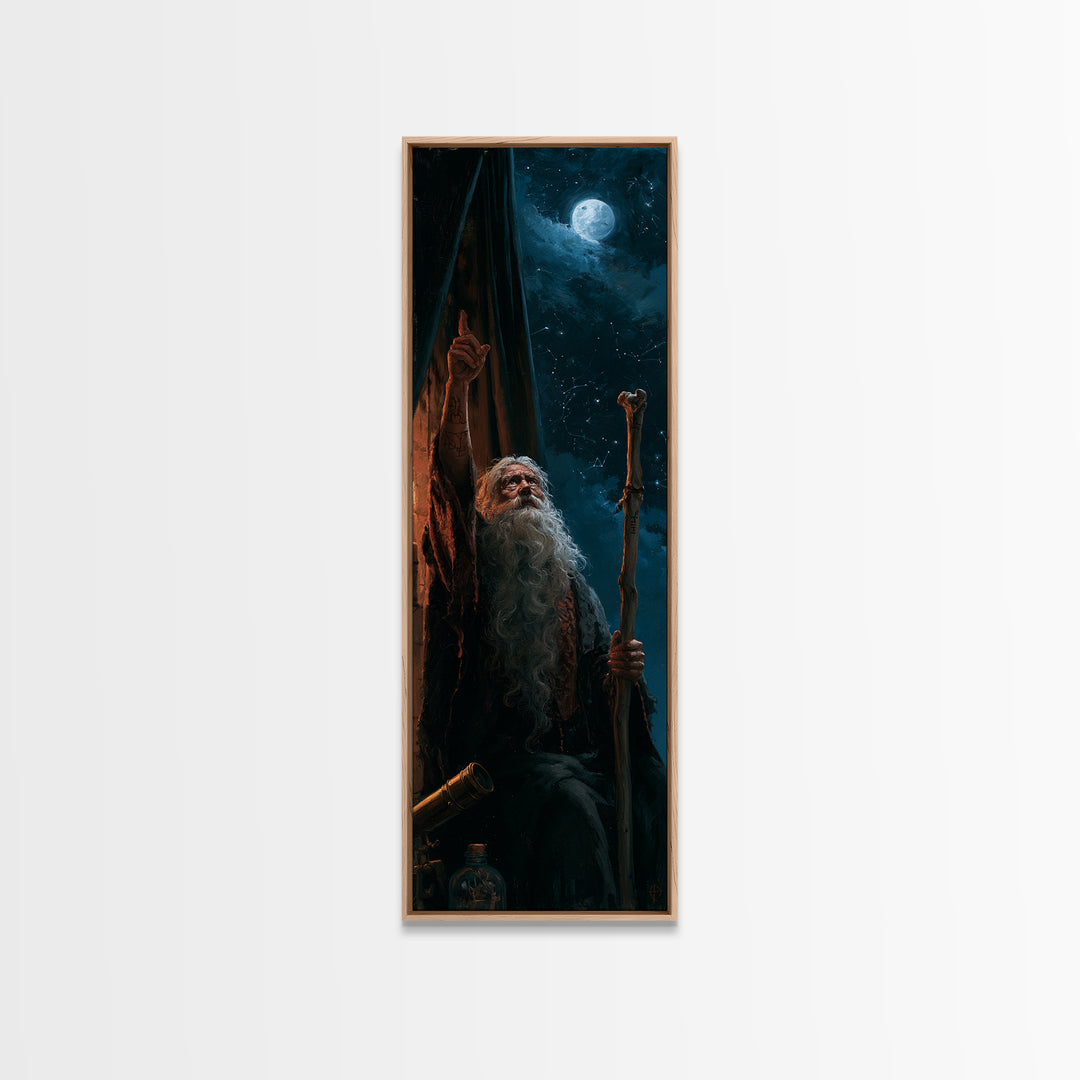 The Star-Seer Of Black Dunwich, Antique Gothic Portrait, Tall Narrow Wall Art, Canvas Print, Gothic Wall Decor, Halloween Portrait Art