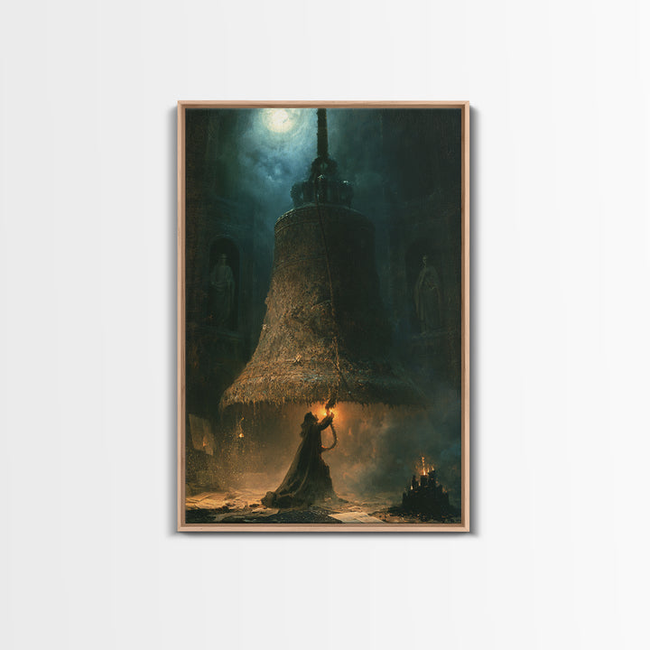 The Bellringer Of The Sunken Cathedral, Dark Academia Wall Art, Vertical Wall Art, Framed Canvas Print, Gothic Wall Decor