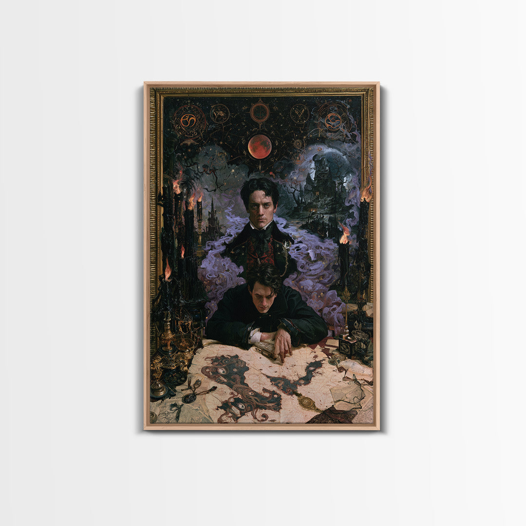 The Mapmaker Of Impossible Shores, Macabre Victorian Decor, Vertical Wall Art, Framed Canvas Print, Gothic Wall Decor, Spooky Wall Decor