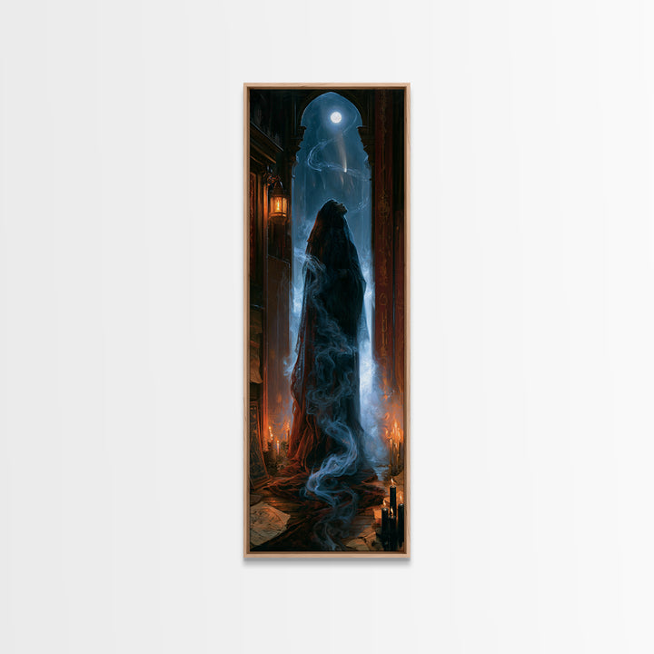 The Widow Of The Whispering Comet, Victorian Gothic Art, Tall Narrow Wall Art, Framed Canvas Print, Gothic Wall Decor, Halloween Decor