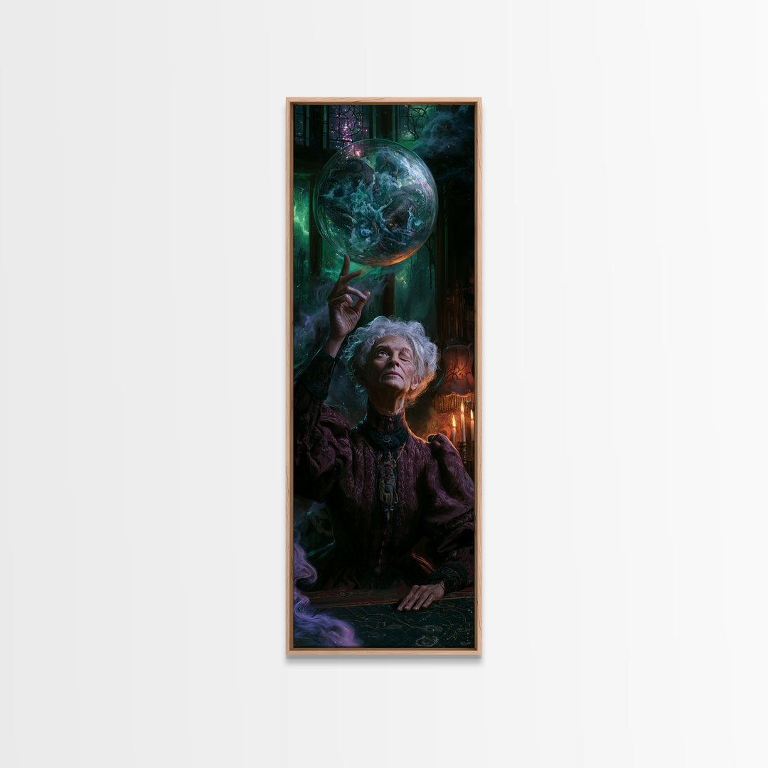 The Oracle Of The Glass Depths, Victorian Gothic Art, Tall Narrow Wall Art, Canvas Print, Gothic Wall Decor, Halloween Portrait Art